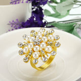 Napkin Rings - Flower Pearl Rhinestone Napkin Ring Holder for Wedding Party Home Kitchen Dining Table Linen Accessories (Golden) In Australia - Darrahopens