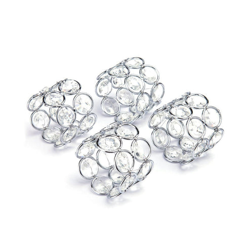 4pc Napkin Rings for Cloth Napkins Napkin Ring Holders for Wedding Party Dining Table Centerpieces Romantic Decor, Silver Tone