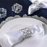 4pc Napkin Rings for Cloth Napkins Napkin Ring Holders for Wedding Party Dining Table Centerpieces Romantic Decor, Silver Tone
