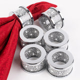 6pc Glass Napkin Ring Set of Glass Framed Crystal Napkin Holders,  Buckles  Crushed Diamond Table Settings Home Decor In Australia - Darrahopens