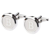 2PC Mens Classic Stainless Steel Initial Cufflinks  Alphabet Initial Letter Cufflinks Business Wedding Shirts