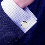 2PC Mens Classic Stainless Steel Initial Cufflinks  Alphabet Initial Letter Cufflinks Business Wedding Shirts