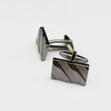 3PC  Men's Cufflinks Handcrafted Carbon Fiber Rhodium Plated Cuff Links Sets for Wedding Business