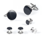 3PC Cuff Links Mens Stainless Steel Cuff Links and Studs Set Black Cufflinks for Men Tuxedo Studs Buttons for Formal Kit Business In Australia - Darrahopens