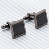 Mens Carbon Fiber Cufflinks and Shirt Studs Set Tuxedo Shirts Business Wedding Silver Black Gold Tone …