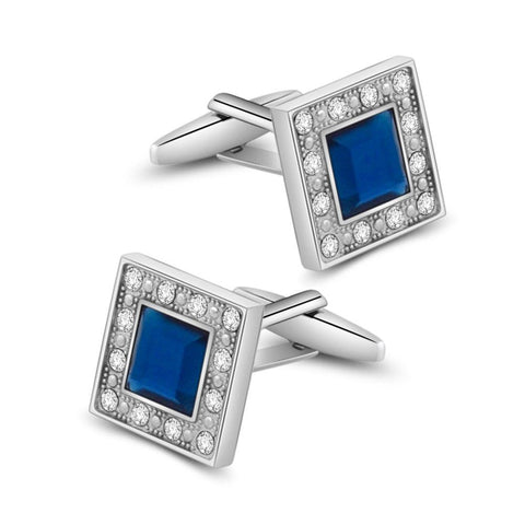 Blue Navy Crystal Square Cufflinks for Men Classical Cuff Links with Gift Box Elegant Style In Australia - Darrahopens