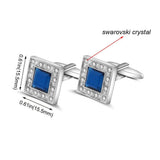 Blue Navy Crystal Square Cufflinks for Men Classical Cuff Links with Gift Box Elegant Style In Australia - Darrahopens