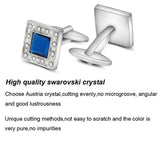 Blue Navy Crystal Square Cufflinks for Men Classical Cuff Links with Gift Box Elegant Style In Australia - Darrahopens
