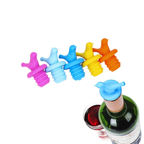 8pc Little Bird Wine Bottle Stopper, Silicone Stoppers, Reusable, Leak Proof, Cute, Fun, Decorative, Multipack In Australia - Darrahopens