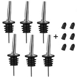 6PCS Stainless Steel Pourers, Speed Wine Bottle Pourer, Olive Oil and Vinegar Tapered Stopper Spout, Suitable for About Bottle Mouth