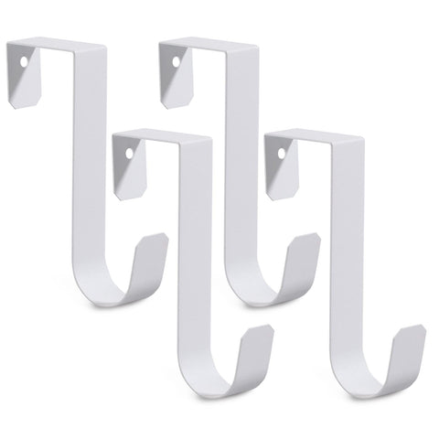 2PC Over The Door Hooks, Sturdy Metal Single White Door Hanger Hooks for Hanging, Towels, Clothes, Bathroom, Hold Up