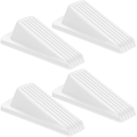 4 PC Premium Rubber Door Stop Wedge, Prevent The Lock-Outs,Floor Sturdy Stackable Door Stop for Carpet Heavy Duty Door