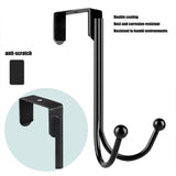 2PC Double Hanger Hooks, Metal Twin Hooks Organizer for Hanging Coats, Hats, Robes, Towels- Black
