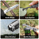 Multitool Folding Knife Stainless Steel Lockable Multitool Knife Saw Scissors Bottle Opener Wire Stripper Glass Breaker