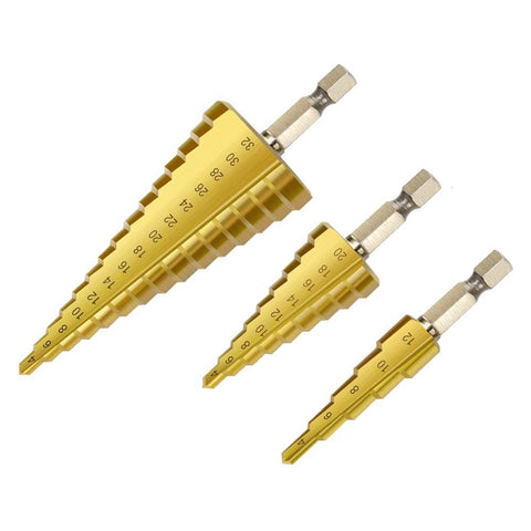 Metric Step Drill Set,Zhushan  High-Speed Steel Shank Titanium Step Drill Bits for Sheet Metal Hole Drilling In Australia - Darrahopens