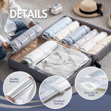 10pc Travel Compression Bags, Roll Up Space Saver Bags, No Vacuum Needed Reusable Packing Bags for Luggage, Suitcase