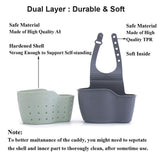Kitchen Sink Caddy Sponge Holder Silicone Plastic Soap Holder Hanging Ajustable Strap Faucet Caddy with Drain Holes for Drying In Australia - Darrahopens