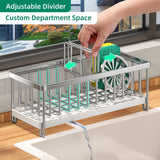 Sponge Holder for Kitchen Sink, Dish Sponge Organizer with Divider, Rustproof  Dish Brush Holder Storage for Bathroom, Silver In Australia - Darrahopens