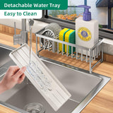 Sponge Holder for Kitchen Sink, Dish Sponge Organizer with Divider, Rustproof  Dish Brush Holder Storage for Bathroom, Silver In Australia - Darrahopens