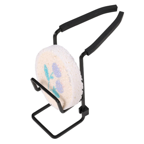 Faucet Rack Holder Shower Tray Painted Iron  Sponge Drain Rack with Sponge Wipe, Kitchen Sink Organizer for Hanging, Black
