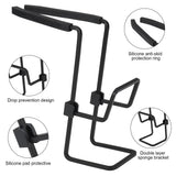 Faucet Rack Holder Shower Tray Painted Iron  Sponge Drain Rack with Sponge Wipe, Kitchen Sink Organizer for Hanging, Black