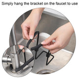 Faucet Rack Holder Shower Tray Painted Iron  Sponge Drain Rack with Sponge Wipe, Kitchen Sink Organizer for Hanging, Black In Australia - Darrahopens