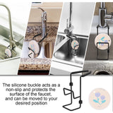 Faucet Rack Holder Shower Tray Painted Iron  Sponge Drain Rack with Sponge Wipe, Kitchen Sink Organizer for Hanging, Black