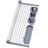 Expandable Roll Up Dish Drying Rack Up to torage Baskets,Over The Sink Kitchen Rolling up Dish Drainer, Foldable,Rollable