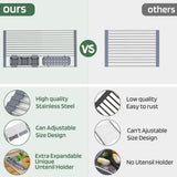 Expandable Roll Up Dish Drying Rack Up to torage Baskets,Over The Sink Kitchen Rolling up Dish Drainer, Foldable,Rollable