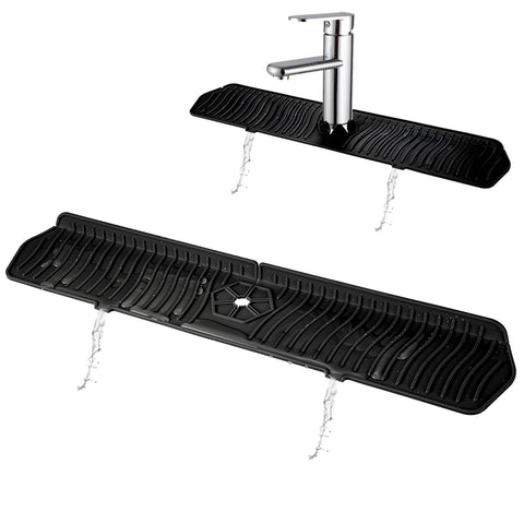 2PC Mat Splash Catcher, Handle Drip Catcher Tray, Multipurpose Mats Sponge Holder and Bathroom Countertop Protect(Black) In Australia - Darrahopens