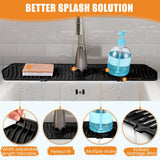 2PC Mat Splash Catcher, Handle Drip Catcher Tray, Multipurpose Mats Sponge Holder and Bathroom Countertop Protect(Black)