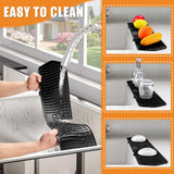 2PC Mat Splash Catcher, Handle Drip Catcher Tray, Multipurpose Mats Sponge Holder and Bathroom Countertop Protect(Black) In Australia - Darrahopens