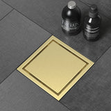 Shower Square Drain Gold Floor Drain with  Reversible Cover Tile Insert Grate Removable Stainless Steel In Australia - Darrahopens