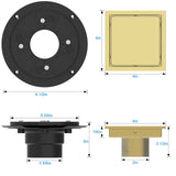 Shower Square Drain Gold Floor Drain with  Reversible Cover Tile Insert Grate Removable Stainless Steel In Australia - Darrahopens