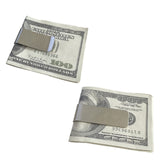 4PC Small Men's Slim Money Clip Stainless Steel Credit Business Card Holder Pocket Cash Wallet  for Food Snack, Flat Metal Clamp