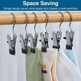 6PC Clothes Pins,  Hangers with Clips, Stainless Steel Hanger Clips, Hanger Hooks for Closet, Travel, Socks, Bags