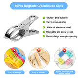 50 Pcs Garden Clips,  Greenhouse Clamps, Greenhouse Clip for Netting, Heavy Duty Row Cover Clips with a Strong Grip