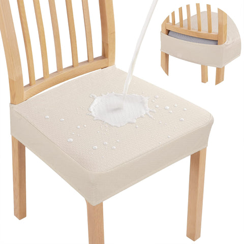 Waterproof Seat Covers for Dining Room Chairs, Stretch Jacquard Removable Washable Chair Seat Slipcovers Protector