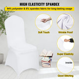 White Chair Covers Polyester Spandex Chair Cover Stretch Slipcovers for Wedding Party Dining Banquet Flat-Front Chair Covers