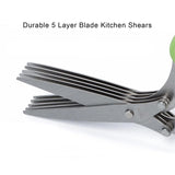 Herb Scissors and Safety Cover - Cut, Chop & Mince Fresh Herbs & Leafy Greens - Stainless Steel Kitchen Shears with Cleaning Comb