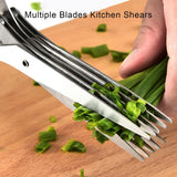 Herb Scissors and Safety Cover - Cut, Chop & Mince Fresh Herbs & Leafy Greens - Stainless Steel Kitchen Shears with Cleaning Comb
