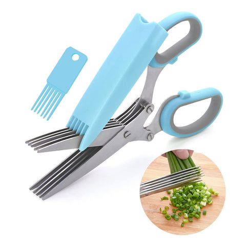 Salad Scissors with blades and Cover, Stainless Steel Herb Cutter Mincer for Salad, Basil,  - Kitchen Gadget In Australia - Darrahopens