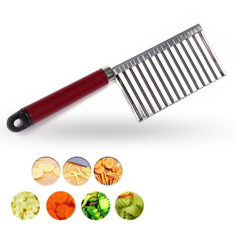 2pc Cutter Knife Stainless Steel Cutting Tool for Potato Carrot Chip Vegetable French Fry, Wavy Chopper Wave Slicer Steel Blade In Australia - Darrahopens