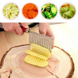 2pc Cutter Knife Stainless Steel Cutting Tool for Potato Carrot Chip Vegetable French Fry, Wavy Chopper Wave Slicer Steel Blade In Australia - Darrahopens