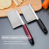 2pc Cutter Knife Stainless Steel Cutting Tool for Potato Carrot Chip Vegetable French Fry, Wavy Chopper Wave Slicer Steel Blade In Australia - Darrahopens