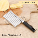 2pc Cutter Knife Stainless Steel Cutting Tool for Potato Carrot Chip Vegetable French Fry, Wavy Chopper Wave Slicer Steel Blade