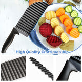 Cutter for Veggies Potatoes, Crinkle Knife for Salad Chopping Cucumber Carrot Fruit, Wave Knife Stainless Steel French Fry Slicer