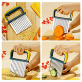 2pc Crinkle Cutter with Wavy Crinkle Cutting Tool Potato Cutter Veggie Chopper Veggie Slicer Fruit Vegetable Slicer