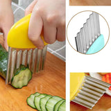 2pc Crinkle Cutter Wavy Chopper Knife - Slicer Helper  Stainless-Steel French Fries Cutter for Vegetable Potato Cucumber Carrots In Australia - Darrahopens