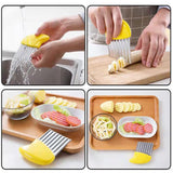 2pc Crinkle Cutter Wavy Chopper Knife - Slicer Helper  Stainless-Steel French Fries Cutter for Vegetable Potato Cucumber Carrots In Australia - Darrahopens